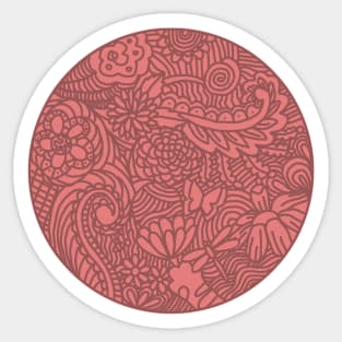 FLOWERS & CATS MANDALA RED Sticker